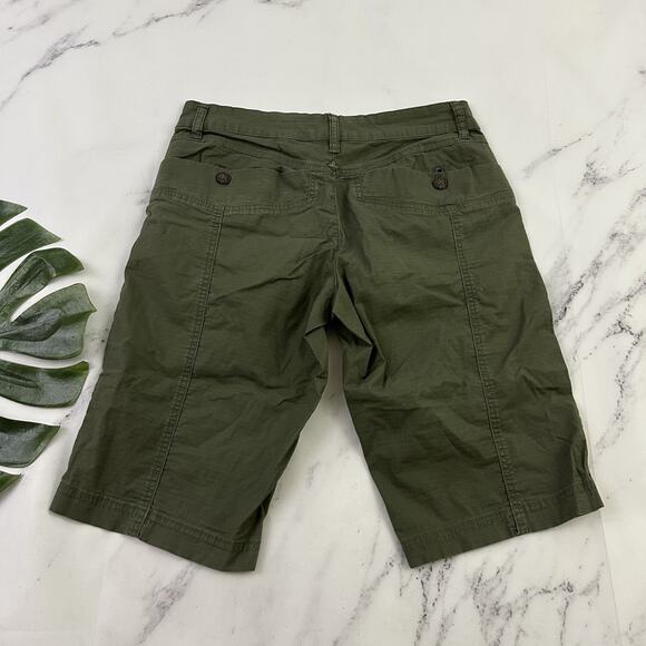 Prana Womens Bermuda Shorts Size 4 Olive Green Larissa Knicker Cotton - Picture 7 of 10